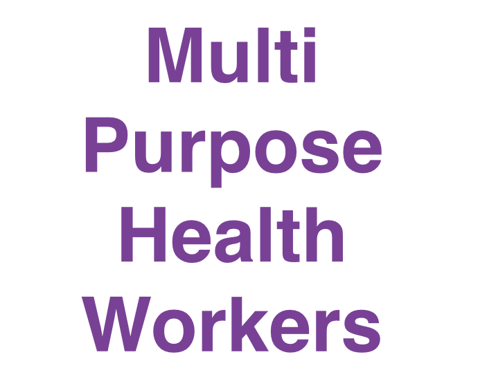 multi purpose health workers india