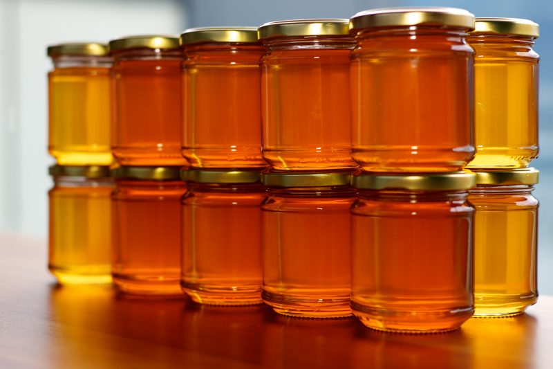 image of honey bottles